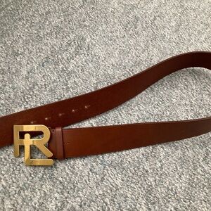 Ralph Lauren RL Buckle - RL Vachetta Leather Belt - Brown Large